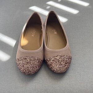 J. Crew Girls Rose Gold Glitter Toe Flats